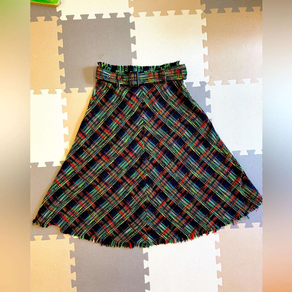 Zara tweed plaid A-Line Skirt - Multicolor